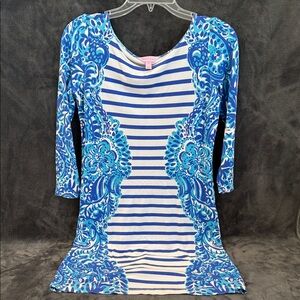 Lilly Pulitzer Blue and White Striped Tunic